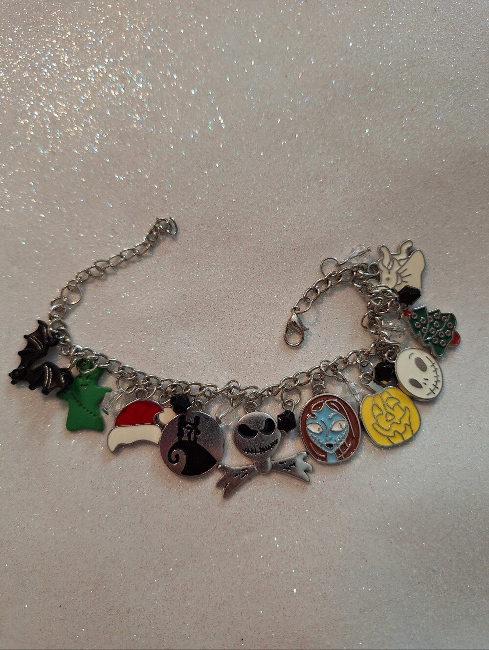 The Nightmare Before Christimad Charm Bracelet 9" Long New